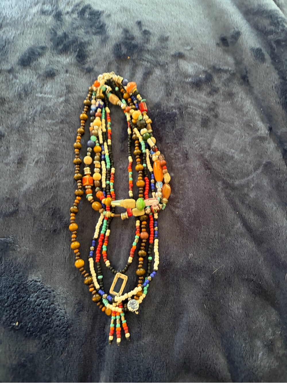 Accessorize Multicolor Beaded Layered Necklace with Wood & Gem Accents